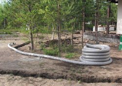 Размотка дренажной трубы Размотка дренажной трубы