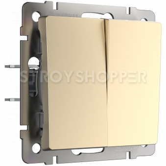 Выключатель двухклавишный проходной (шампань) WL11-SW-2G-2W