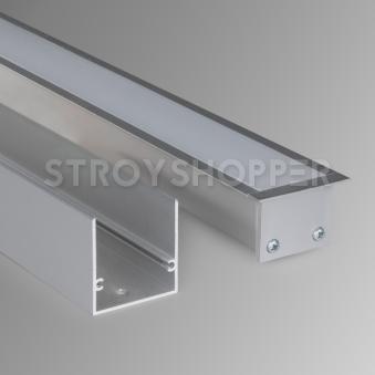 Линейный светодиодный встраиваемый светильник 128см 25Вт 3000К матовое серебро 100-300-128