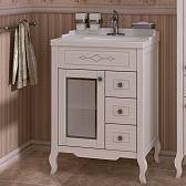 Тумба с раковиной ASB-Woodline Флоренция Квадро 60 белая патина серебро витраж, массив ясеня Тумба с раковиной ASB-Woodline Флоренция Квадро 60 белая патина серебро витраж, массив ясеня