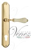 Дверная ручка Venezia на планке PL02 мод. Colosseo (полир. латунь с белой керамикой па