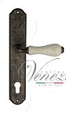 Дверная ручка Venezia на планке PL02 мод. Colosseo (ант. серебро с белой керамикой пау