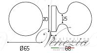 Дверная ручка кноба Venezia мод. P20 Ø65 (полир. латунь) 1 шт.