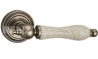 Дверная ручка RENZ мод. Мишель (серебро антич. с состар. керамикой) DH 615-16 SL/OC