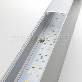 Линейный светодиодный накладной двусторонний светильник 103см 40Вт 3000К матовое серебро 101-100-40-